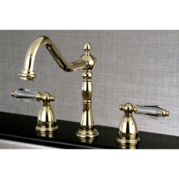 Kingston Heirloom KB1792WLLLS - Wilshire Double-Handle 3-Hole Widespread Kitchen Faucet, Polished Brass