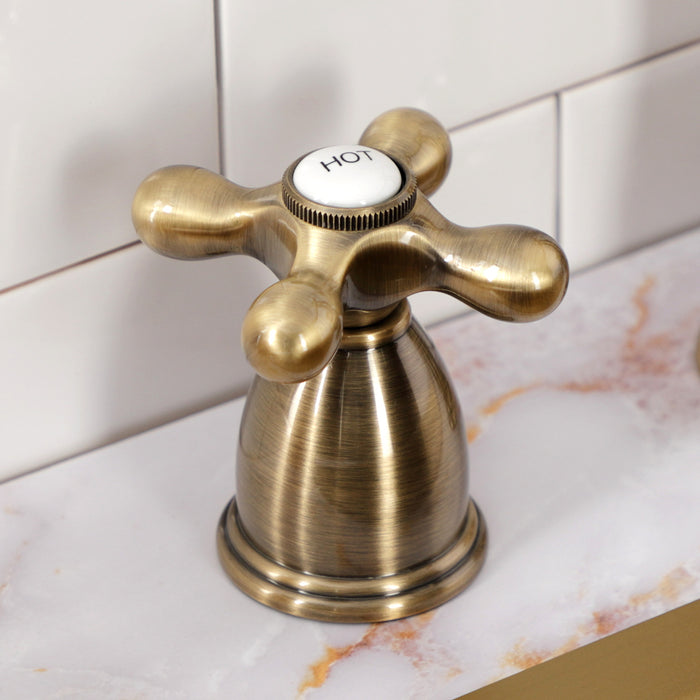 Kingston Heirloom KB1793AXBS - Heritage Double-Handle 4-Hole Widespread Kitchen Faucet with Brass Sprayer, Antique Brass