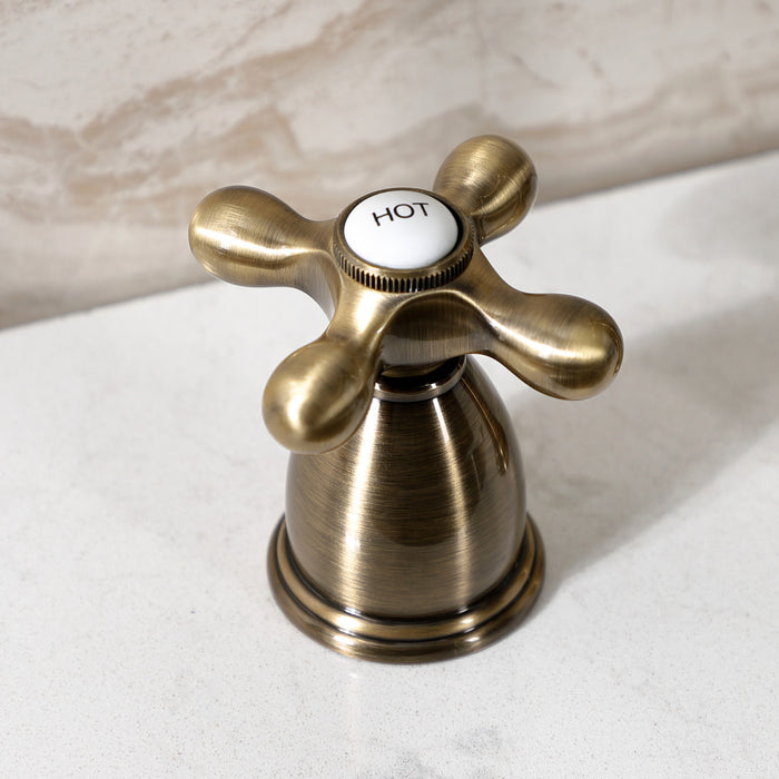 Kingston Heirloom KB1793AXLS - Heritage Double-Handle 3-Hole Widespread Kitchen Faucet, Antique Brass