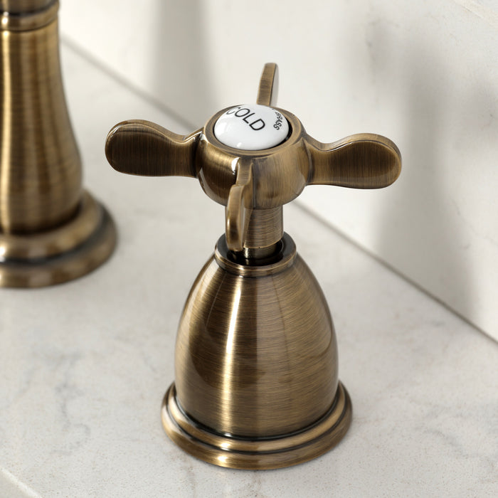 Kingston Heirloom KB1793BEXLS - Essex Double-Handle 3-Hole Widespread Kitchen Faucet, Antique Brass