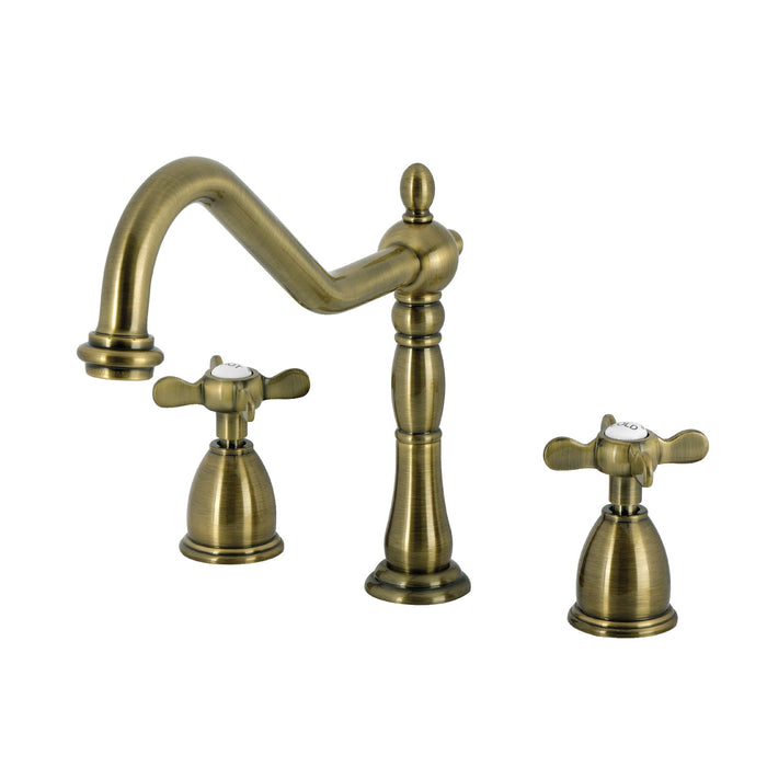 Kingston Heirloom KB1793BEXLS - Essex Double-Handle 3-Hole Widespread Kitchen Faucet, Antique Brass