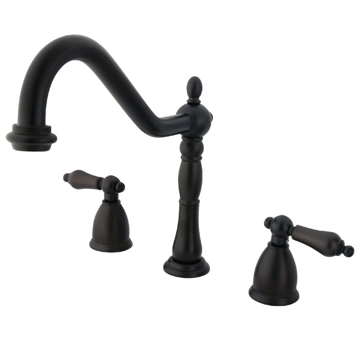 Kingston Heirloom KB1795ALLS - Heritage Double-Handle 3-Hole Widespread Kitchen Faucet, Oil Rubbed Bronze