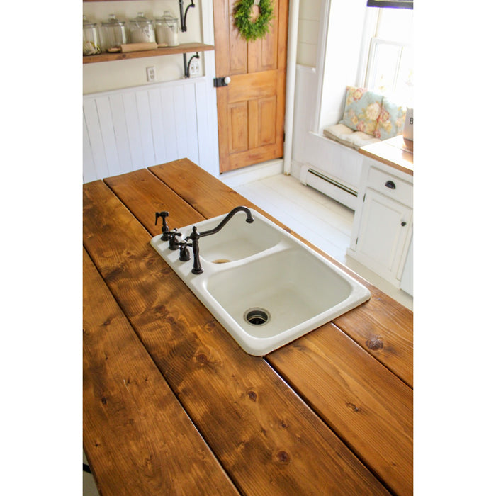 Kingston Heirloom KB1795AXBS - Heritage Double-Handle 4-Hole Widespread Kitchen Faucet with Brass Sprayer, Oil Rubbed Bronze