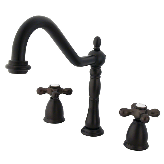 Kingston Heirloom KB1795AXLS - Heritage Double-Handle 3-Hole Widespread Kitchen Faucet, Oil Rubbed Bronze