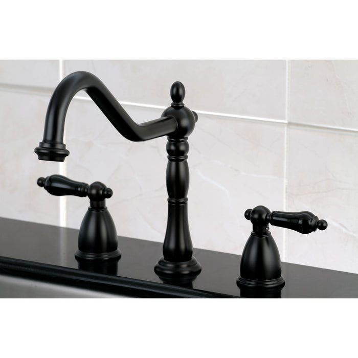 Kingston Heirloom KB1795PKLLS - Duchess Double-Handle 3-Hole Widespread Kitchen Faucet, Oil Rubbed Bronze