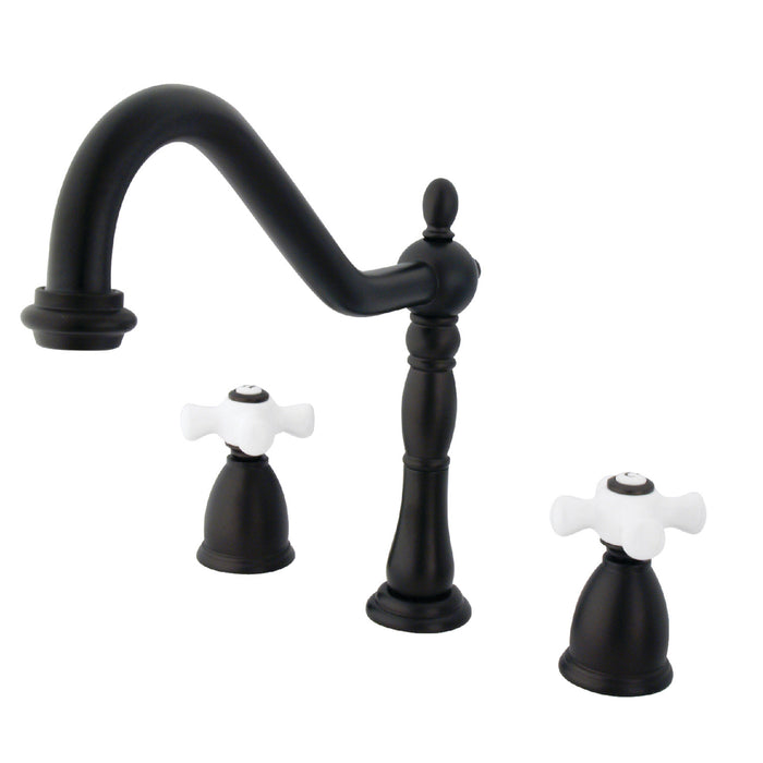 Kingston Heirloom KB1795PXLS - Heritage Double-Handle 3-Hole Widespread Kitchen Faucet, Oil Rubbed Bronze