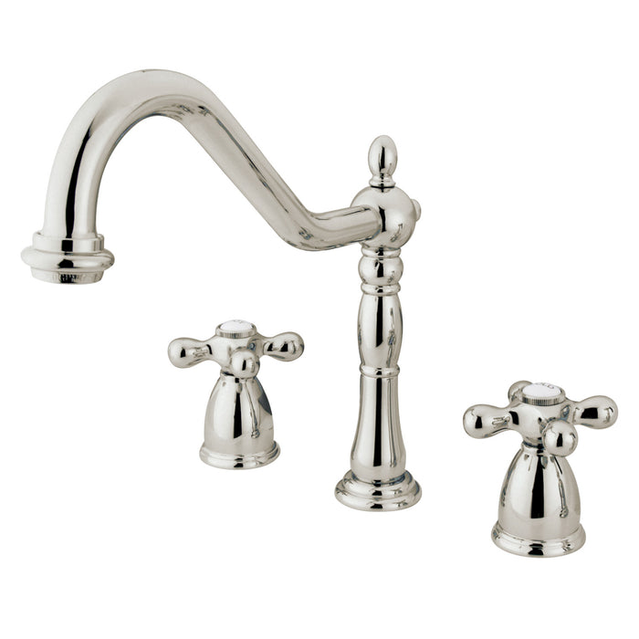 Kingston Heirloom KB1796AXLS - Heritage Double-Handle 3-Hole Widespread Kitchen Faucet, Polished Nickel
