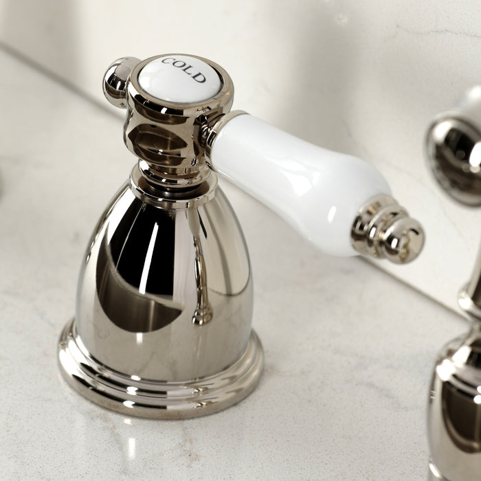 Kingston Heirloom KB1796BPLBS - Bel-Air Double-Handle Widespread Kitchen Faucet with Brass Sprayer, Polished Nickel