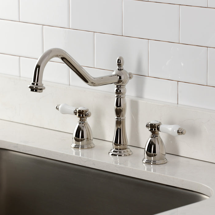Kingston Heirloom KB1796BPLLS - Bel-Air Double-Handle Widespread Kitchen Faucet, Polished Nickel
