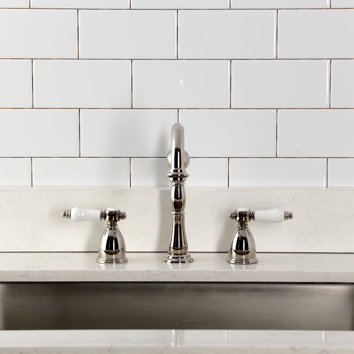 Kingston Heirloom KB1796BPLLS - Bel-Air Double-Handle Widespread Kitchen Faucet, Polished Nickel