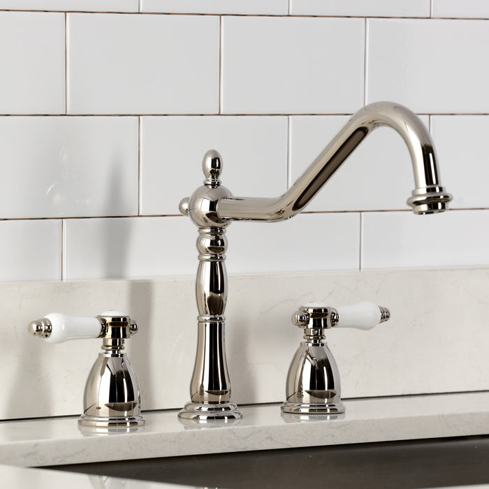 Kingston Heirloom KB1796BPLLS - Bel-Air Double-Handle Widespread Kitchen Faucet, Polished Nickel