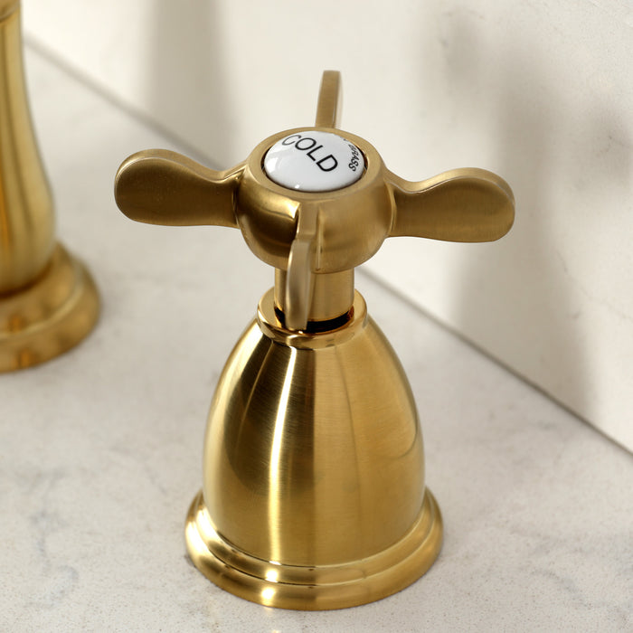 Kingston Heirloom KB1797BEXLS - Essex Double-Handle 3-Hole Widespread Kitchen Faucet, Brushed Brass