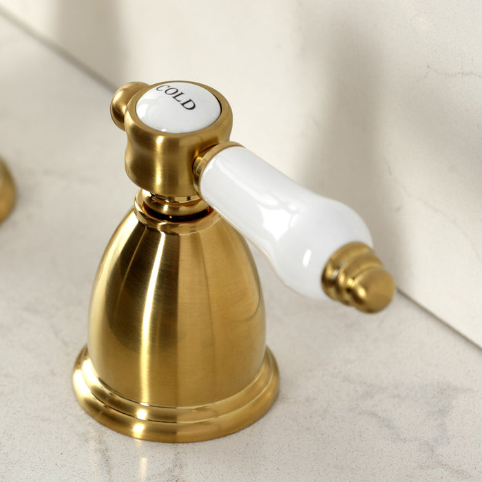 Kingston Heirloom KB1797BPLLS - Bel-Air Double-Handle Widespread Kitchen Faucet, Brushed Brass