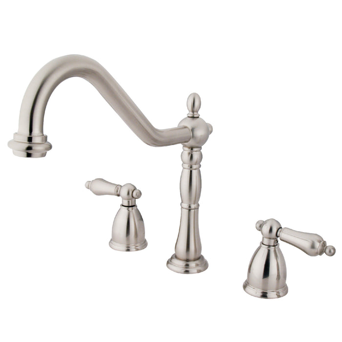 Kingston Heirloom KB1798ALLS - Heritage Double-Handle 3-Hole Widespread Kitchen Faucet, Brushed Nickel