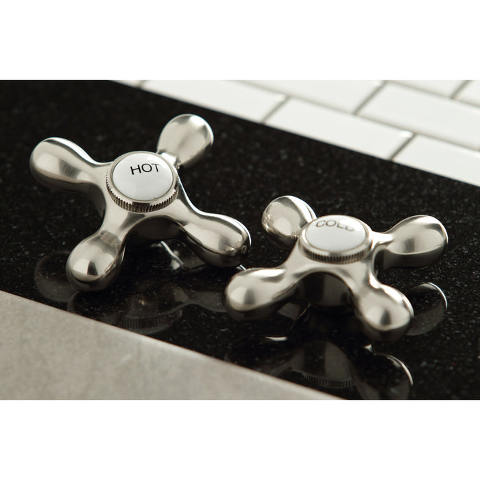 Kingston Heirloom KB1798AXBS - Heritage Double-Handle 4-Hole Widespread Kitchen Faucet with Brass Sprayer, Brushed Nickel