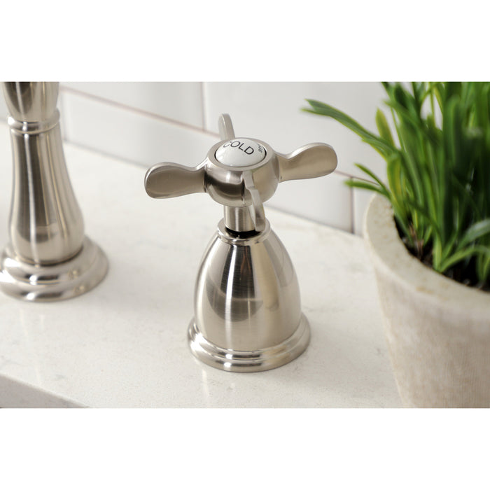Kingston Heirloom KB1798BEXLS - Essex Double-Handle 3-Hole Widespread Kitchen Faucet, Brushed Nickel