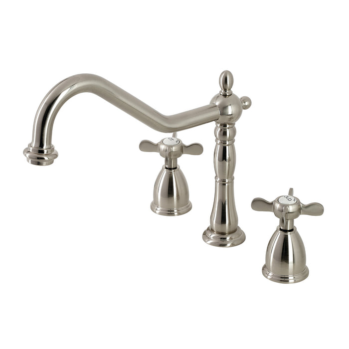 Kingston Heirloom KB1798BEXLS - Essex Double-Handle 3-Hole Widespread Kitchen Faucet, Brushed Nickel
