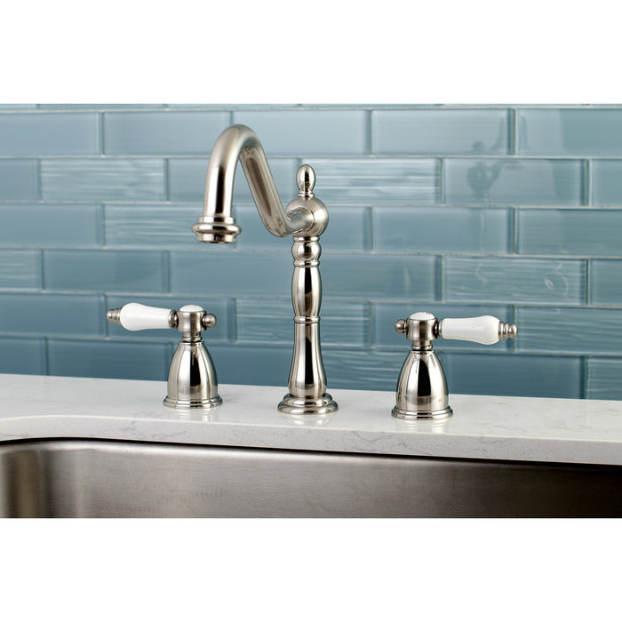 Kingston Heirloom KB1798BPLLS - Bel-Air Double-Handle Widespread Kitchen Faucet, Brushed Nickel