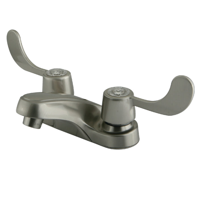 Kingston Tulare KB188LP - Vista Double-Handle 3-Hole Deck Mount 4-Inch Centerset Bathroom Faucet, Brushed Nickel