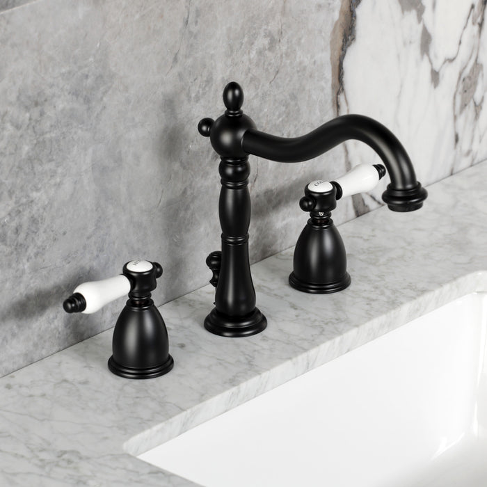Kingston Heirloom KB1970BPL - Bel-Air Widespread Bathroom Faucet with Brass Pop-Up, Matte Black
