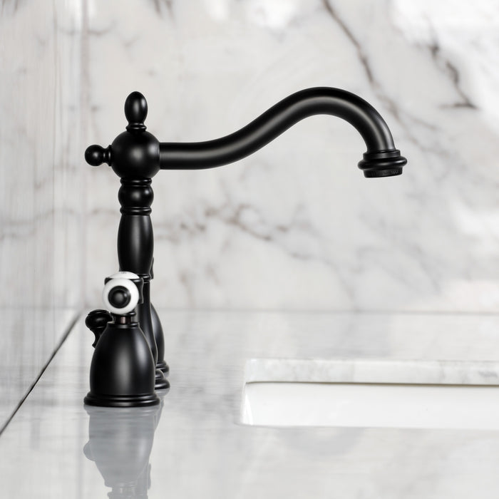 Kingston Heirloom KB1970BPL - Bel-Air Widespread Bathroom Faucet with Brass Pop-Up, Matte Black