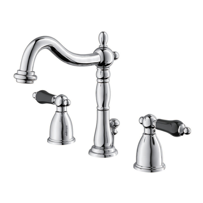 Kingston Heirloom KB1971PKL - Duchess Two-Handle 3-Hole Deck Mount Widespread Bathroom Faucet with Pop-Up Drain, Polished Chrome