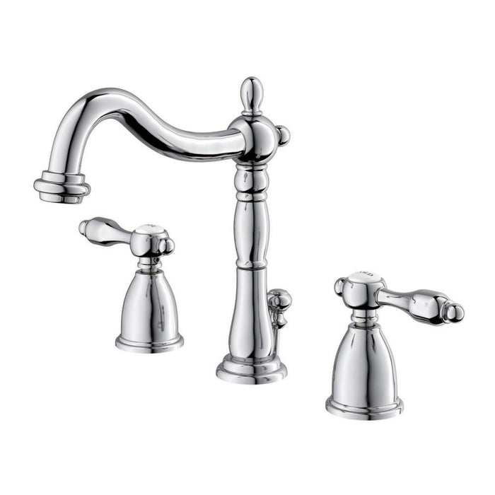 Kingston Heirloom KB1971TAL - Tudor Two-Handle 3-Hole Deck Mount Widespread Bathroom Faucet with Pop-Up Drain, Polished Chrome