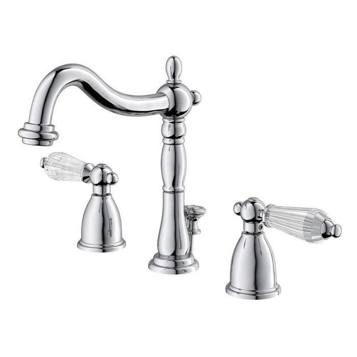 Kingston Heirloom KB1971WLL - Wilshire Two-Handle 3-Hole Deck Mount Widespread Bathroom Faucet with Pop-Up Drain, Polished Chrome