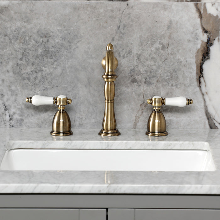 Kingston Heirloom KB1973BPL - Bel-Air Widespread Bathroom Faucet with Brass Pop-Up, Antique Brass