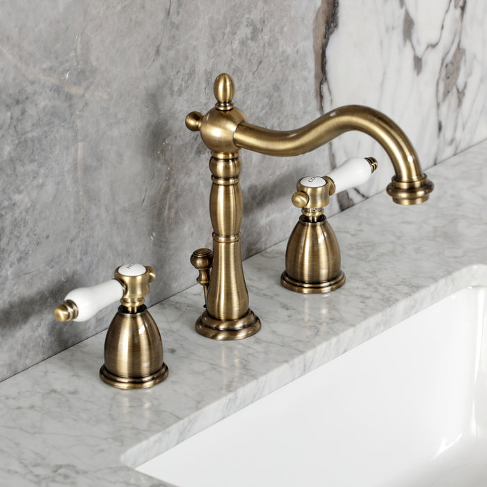 Kingston Heirloom KB1973BPL - Bel-Air Widespread Bathroom Faucet with Brass Pop-Up, Antique Brass