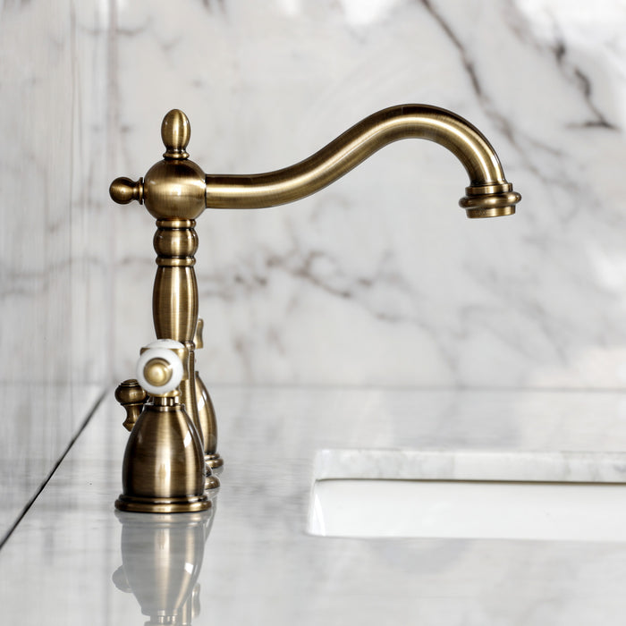 Kingston Heirloom KB1973BPL - Bel-Air Widespread Bathroom Faucet with Brass Pop-Up, Antique Brass