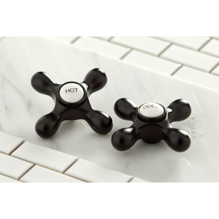 Kingston Heirloom KB1975AX - Heritage Two-Handle 3-Hole Deck Mount Widespread Bathroom Faucet with Pop-Up Drain, Oil Rubbed Bronze