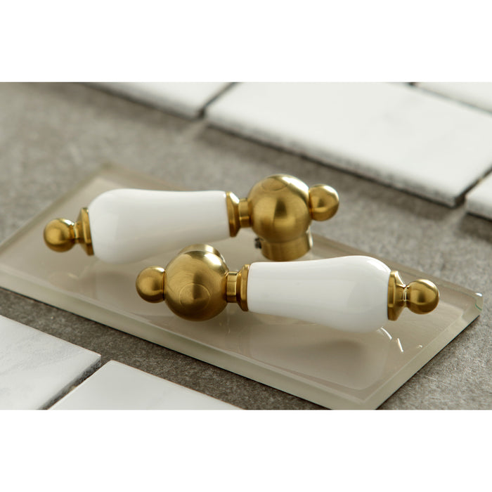 Heritage KB1977PL Two-Handle 3-Hole Deck Mount Widespread Bathroom Faucet with Brass Pop-Up, Brushed Brass