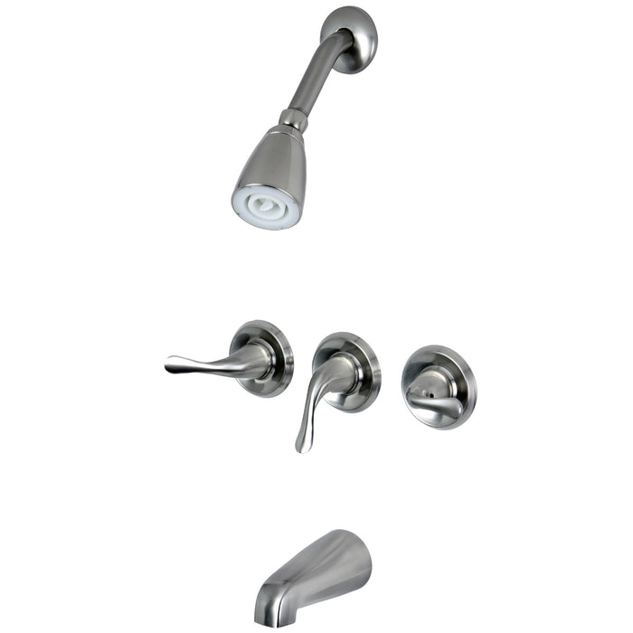 Kingston Tulare KB2238YL - Yosemite Triple-Handle Tub and Shower Faucet, Brushed Nickel