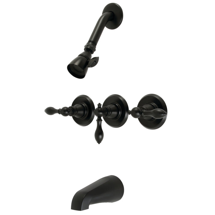 Kingston Heirloom KB230ACL - American Classic Triple-Handle Tub and Shower Faucet, Matte Black