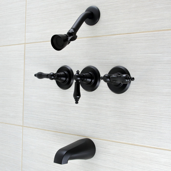 Kingston Heirloom KB230AKL - Duchess Triple-Handle Tub and Shower Faucet, Matte Black