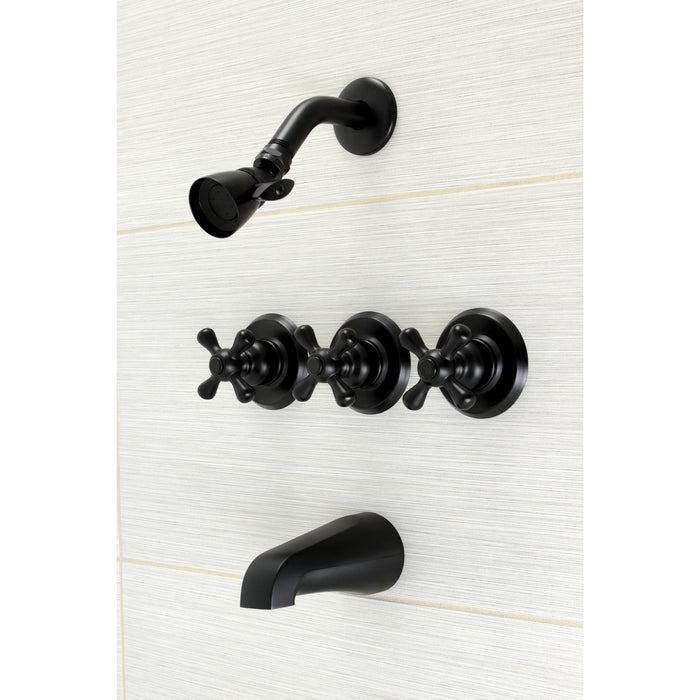 Kingston Heirloom KB230AX - Victorian Triple-Handle Tub and Shower Faucet, Matte Black