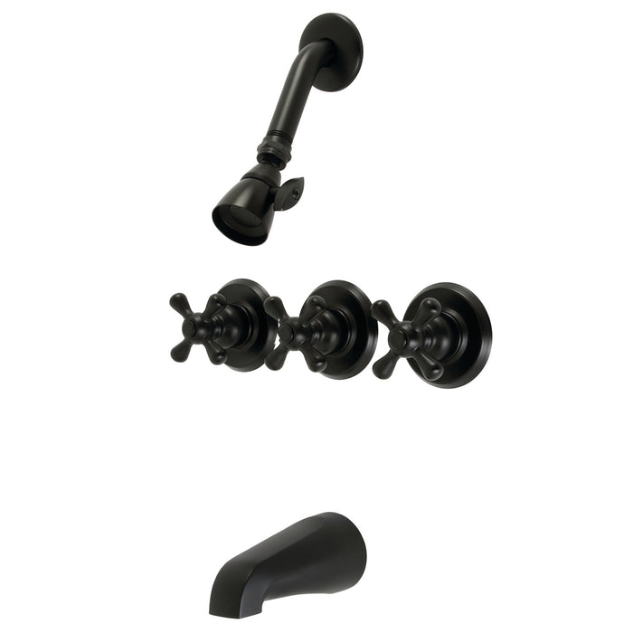 Kingston Heirloom KB230AX - Victorian Triple-Handle Tub and Shower Faucet, Matte Black