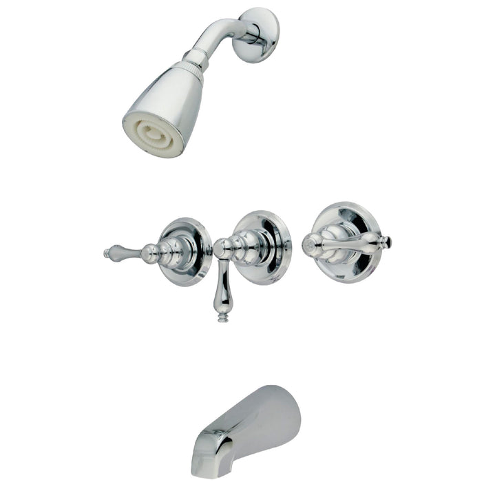 Kingston Heirloom KB231AL - Victorian Triple-Handle Tub and Shower Faucet, Polished Chrome