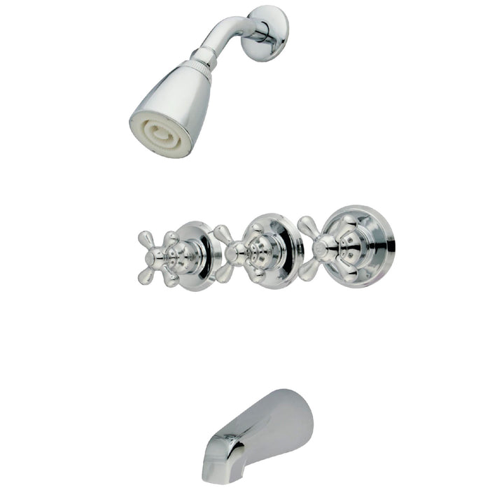 Kingston Heirloom KB231AX - Victorian Triple-Handle Tub and Shower Faucet, Polished Chrome