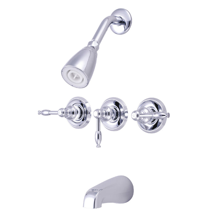 Kingston Tulare KB231KL - Knight Triple-Handle Tub and Shower Faucet, Polished Chrome