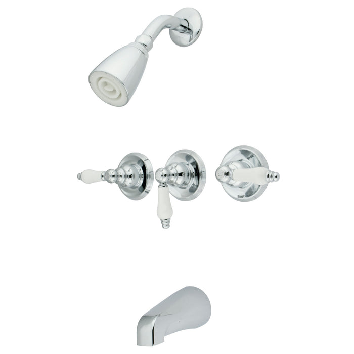 Kingston Heirloom KB231PL - Victorian Triple-Handle Tub and Shower Faucet, Polished Chrome