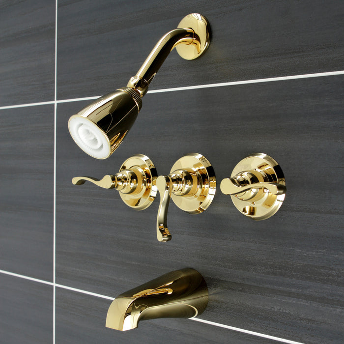 Royal KB232FL Triple-Handle Tub and Shower Faucet, Polished Brass