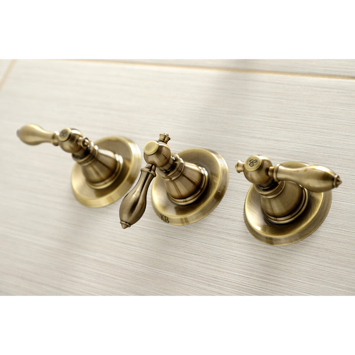 Kingston Heirloom KB233ACLAB - American Classic Triple-Handle Tub and Shower Faucet, Antique Brass