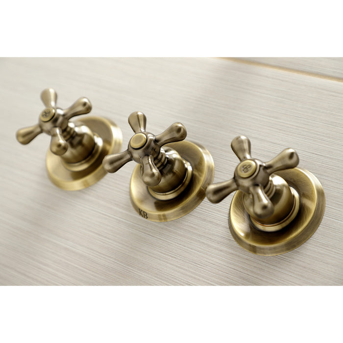 Kingston Heirloom KB233AXAB - Victorian Triple-Handle Tub and Shower Faucet, Antique Brass