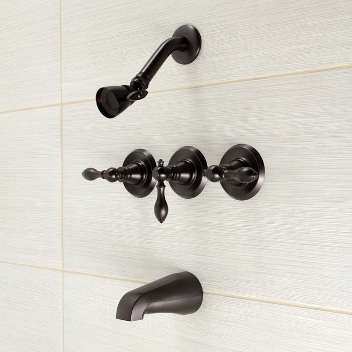 Kingston Heirloom KB235ACL - American Classic Triple-Handle Tub and Shower Faucet, Oil Rubbed Bronze