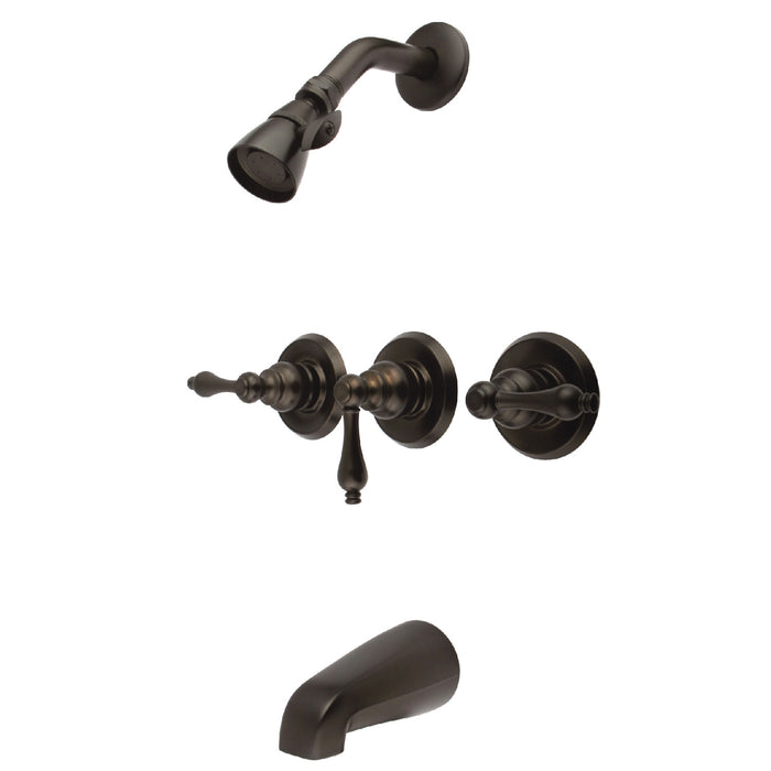 Kingston Heirloom KB235AL - Victorian Triple-Handle Tub and Shower Faucet, Oil Rubbed Bronze