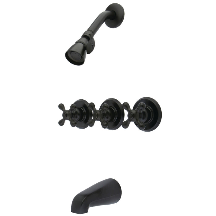 Kingston Heirloom KB235AX - Victorian Triple-Handle Tub and Shower Faucet, Oil Rubbed Bronze