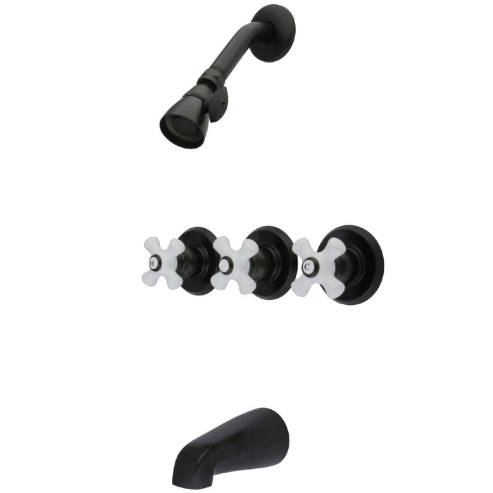 Kingston Heirloom KB235PX - Victorian Triple-Handle Tub and Shower Faucet, Oil Rubbed Bronze