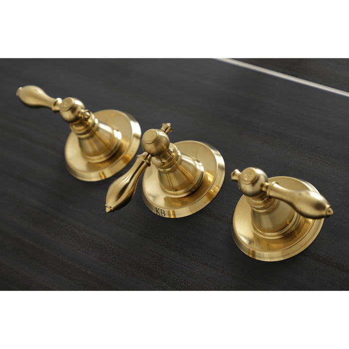 Kingston Heirloom KB237ACL - American Classic Triple-Handle Tub and Shower Faucet, Brushed Brass